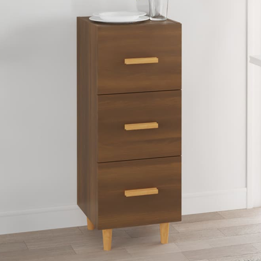 vidaXL 3 Drawer Brown Oak Sideboard Image 1
