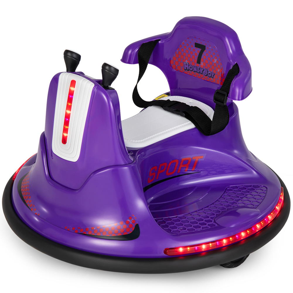 Costway Kids Purple Electric Ride On Bumper Car with Dual Joysticks and Remote Control 12V Image 3