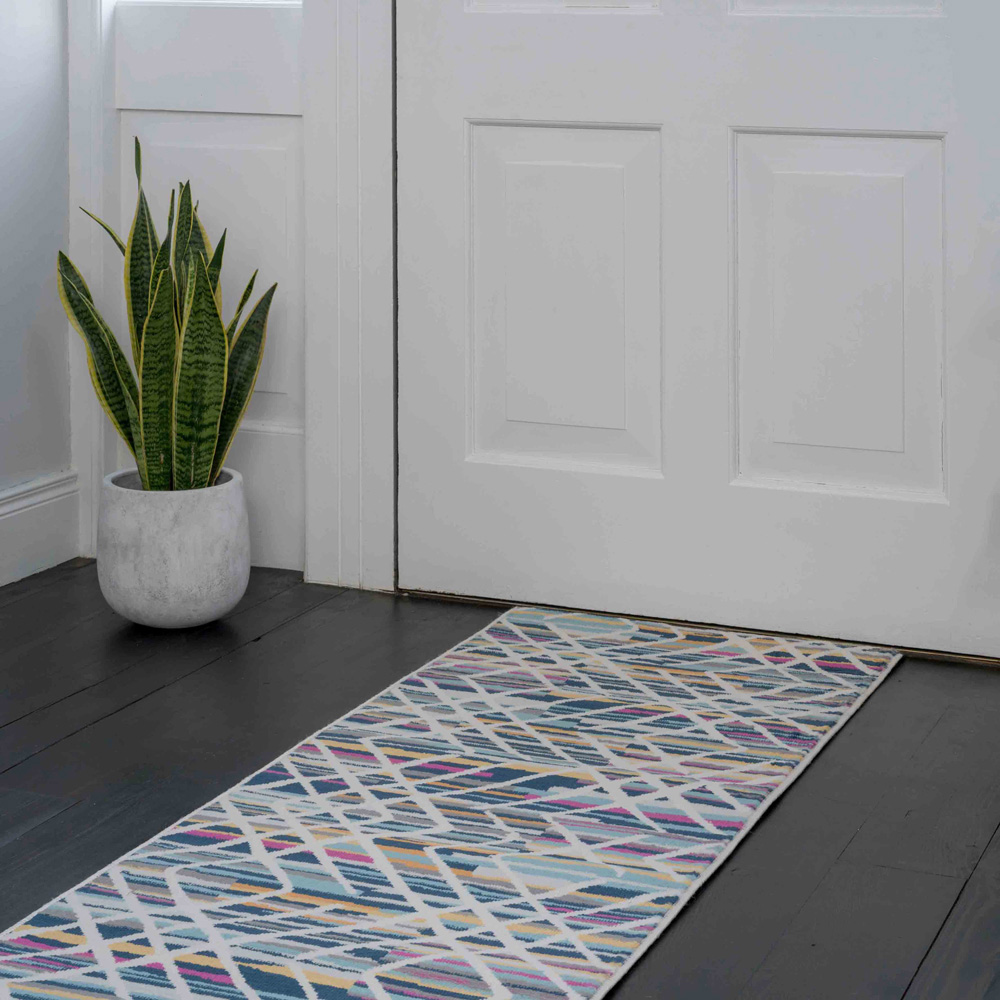 Kukoon Multicolour Vibrant Striped Geometric Rug 240 x 60cm Image 3