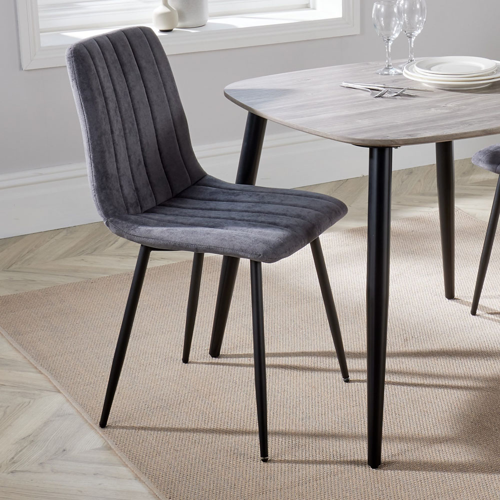 Core Products Aspen Set of 2 Grey and Black Straight Stitch Dining Chair Image 5