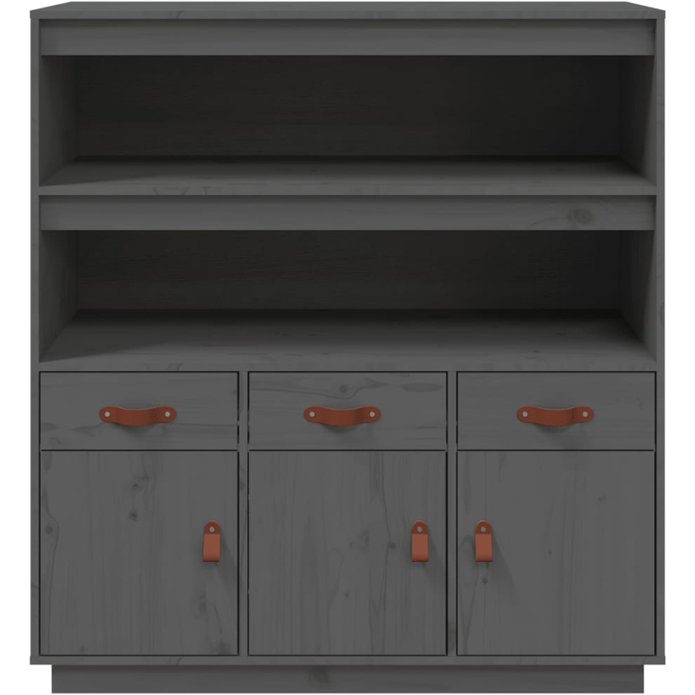 vidaXL 3 Door 3 Drawer 2 Shelf Grey Solid Pine Wood Highboard Image 6