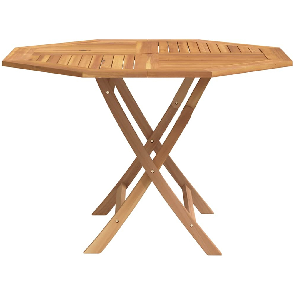 vidaXL Brown Solid Wood Teak Octagon Foldable Garden Table 110cm Image 4