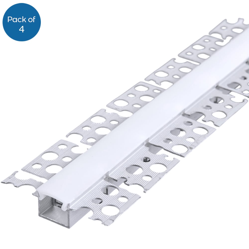 ENER-J Recessed Trimless Aluminium LED Profile with Flange 51.3 x 12.5mm 4 Pack Image 1
