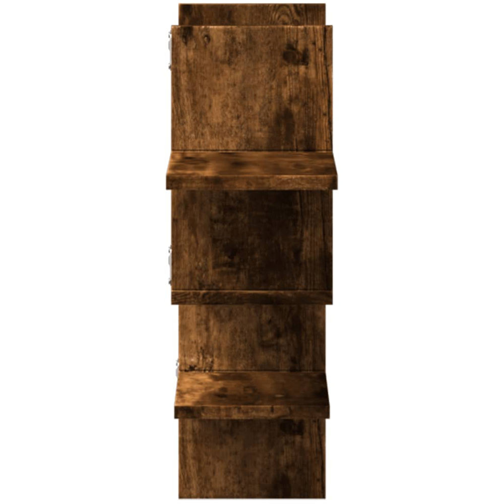 vidaXL 8 Shelf Smoked Oak Floating Wall Shelf Image 4