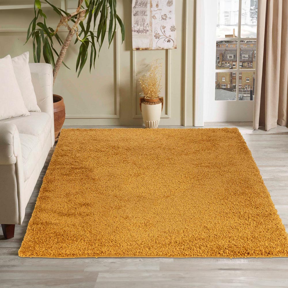 Desire Rugs Oxford Gold Plain Shaggy Rug 160 x 230cm Image 2