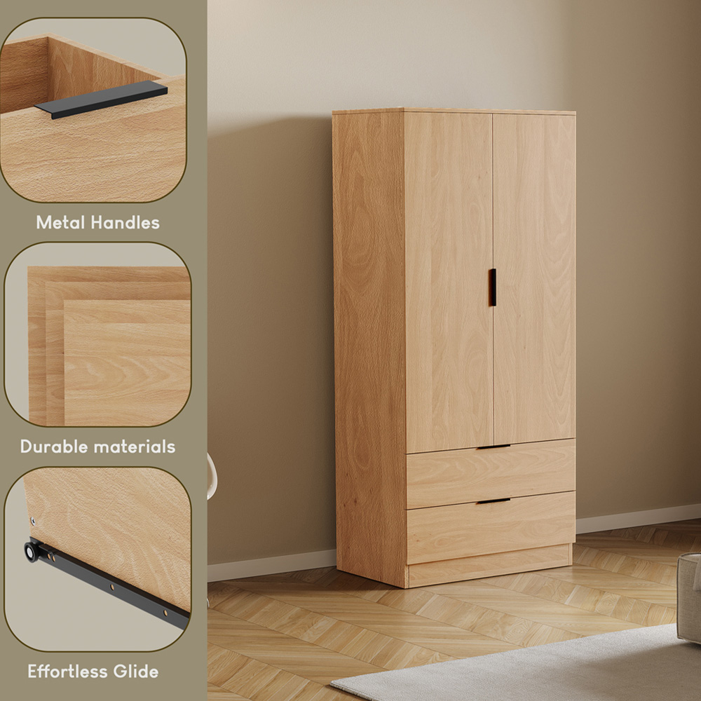 VIDA DESIGNS Trega 2 Drawer 2 Door Pine Wardrobe Image 5