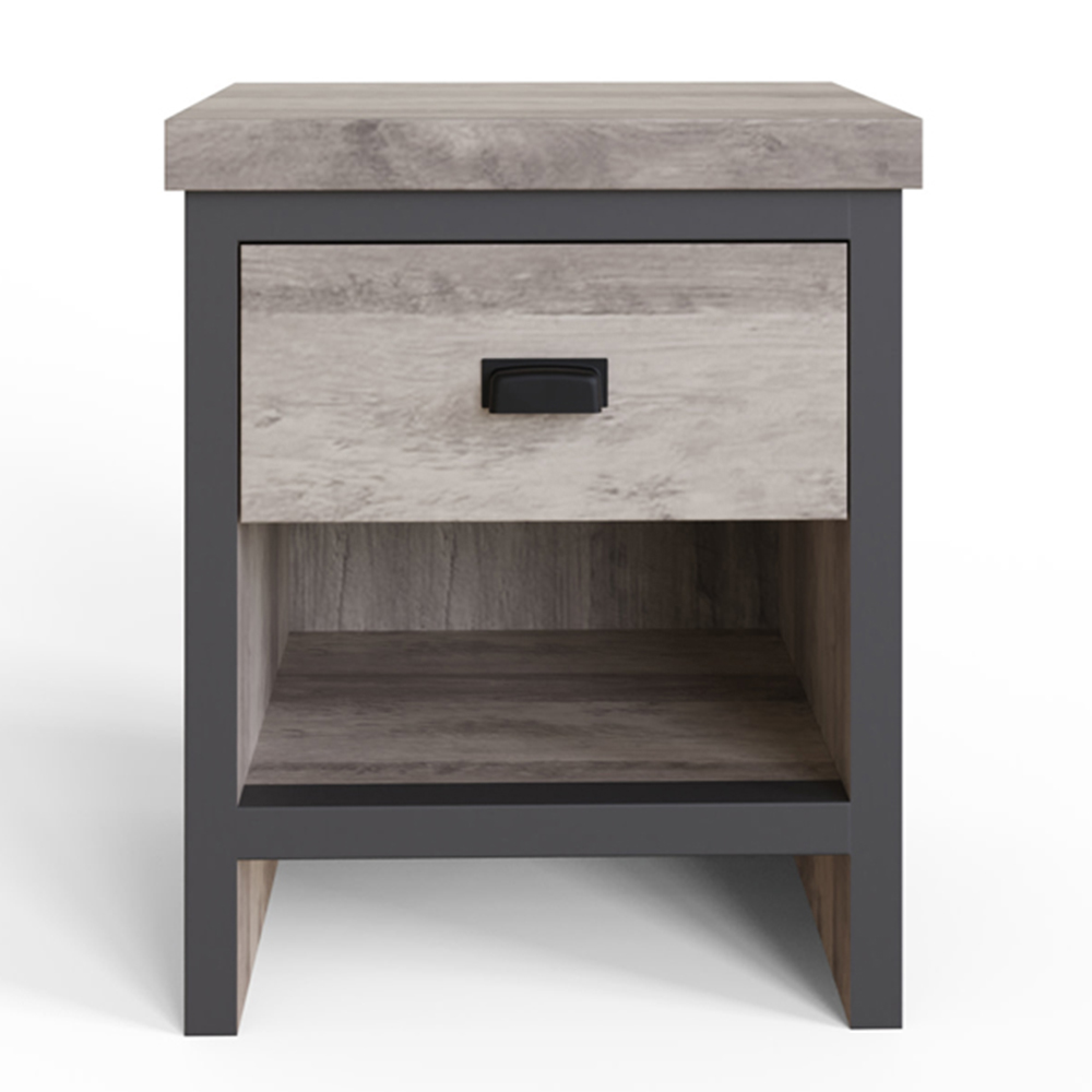 GFW Boston Single Drawer Grey Lamp Table Image 4