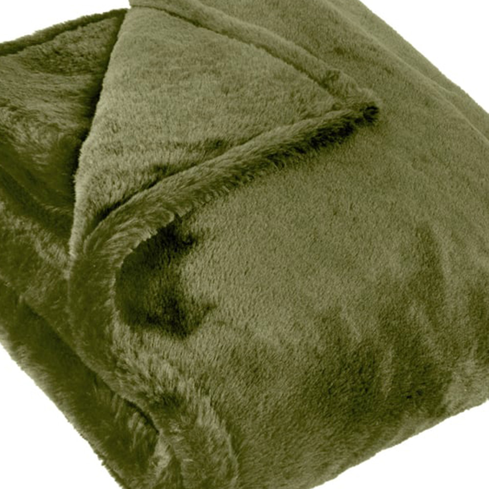 furn. Kallu Olive Double-Sided Faux-Fur Throw 150 x 200cm Image 3