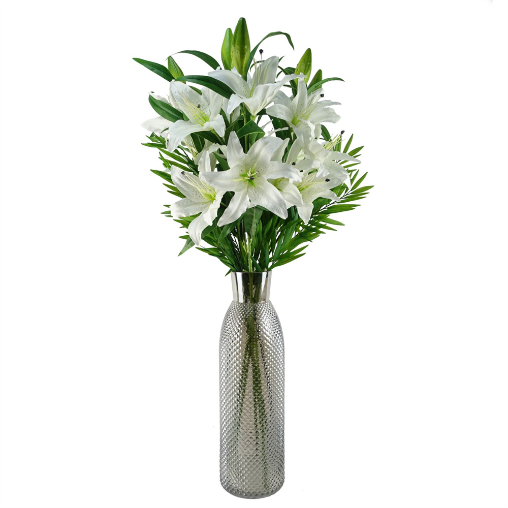 Leaf Smoke Grey Diamond Glass Vase 50cm Image 8