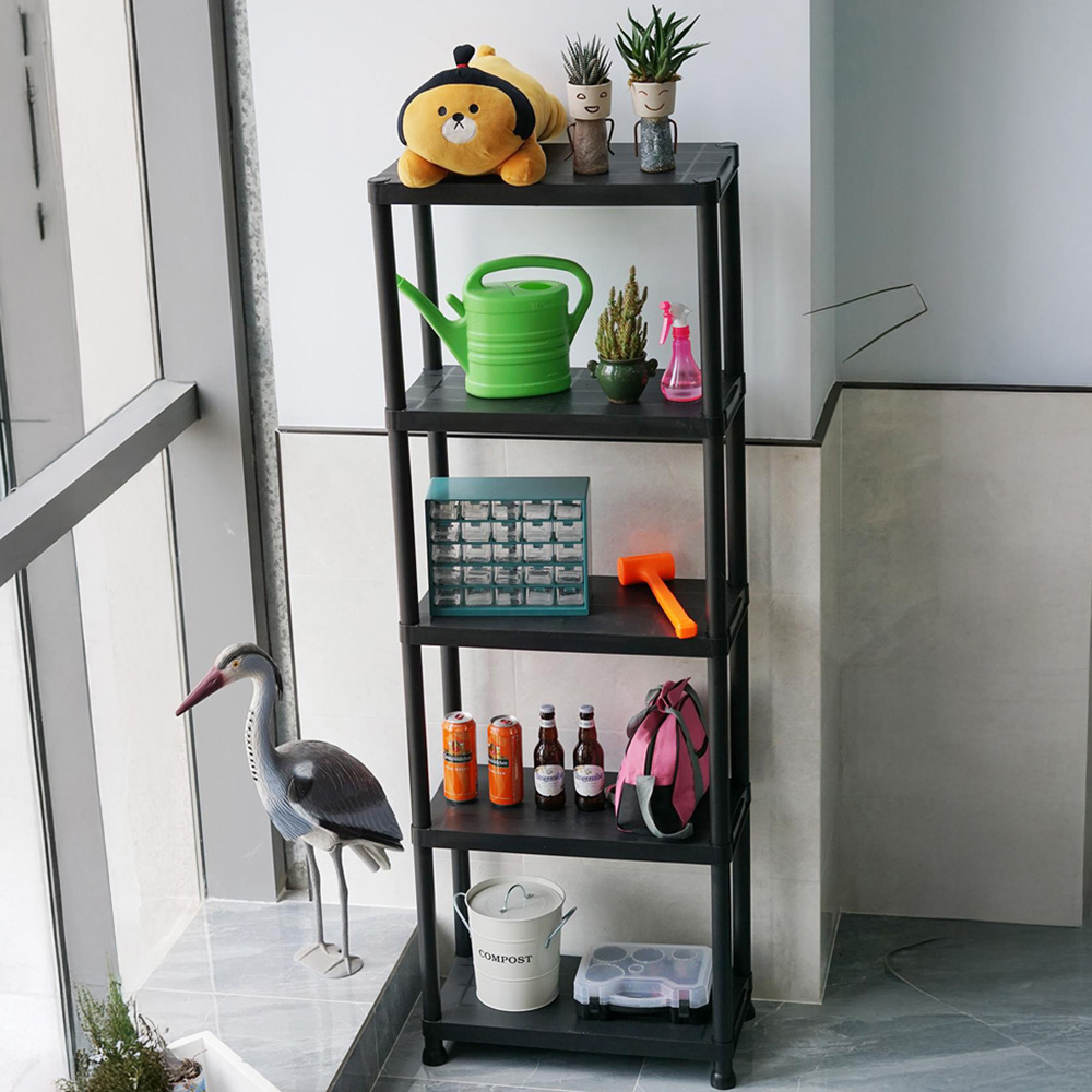 Gr8 Home 4 Shelf Black Plastic Storage Unit Image 2