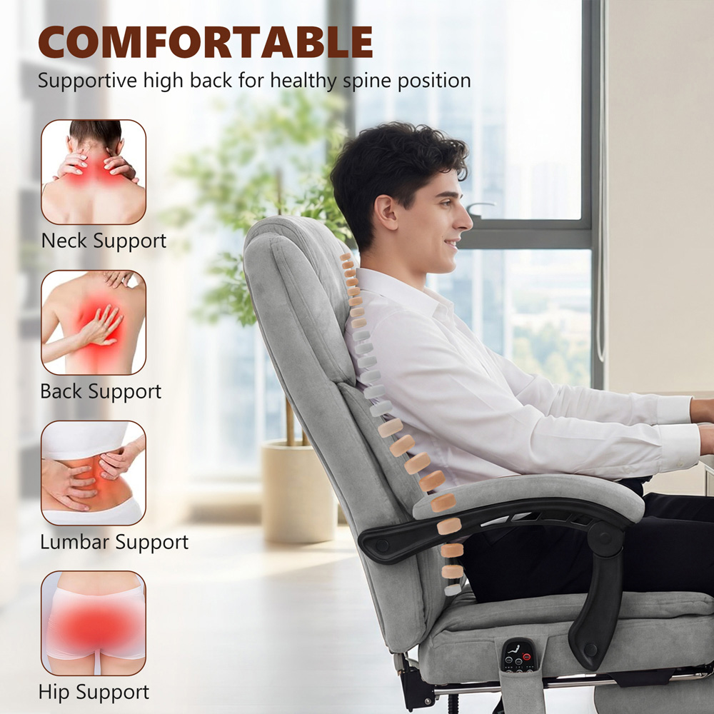 Portland Grey Massage and Heat Executive Office Chair Image 4