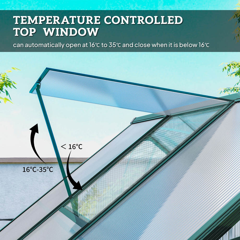 Outsunny 6 x 6ft Green Polycarbonate Walk In Greenhouse Image 5