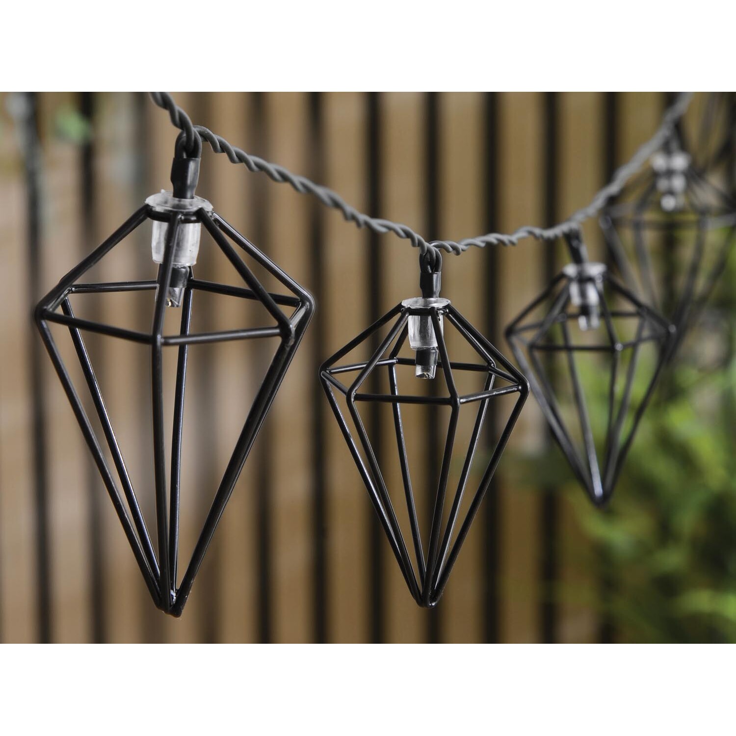 Diamond Solar String Lights - Black Image 3