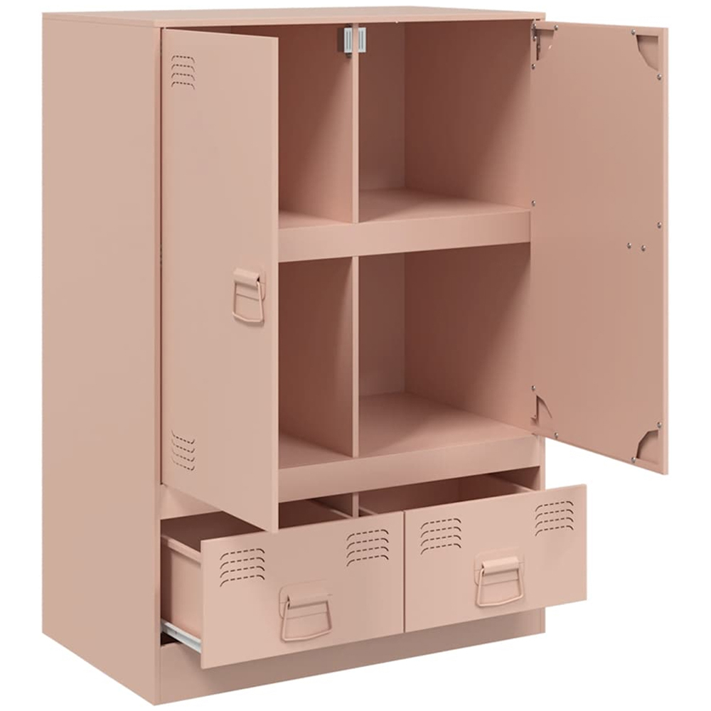 vidaXL 2 Door 2 Drawer Pink Steel Highboard Image 4