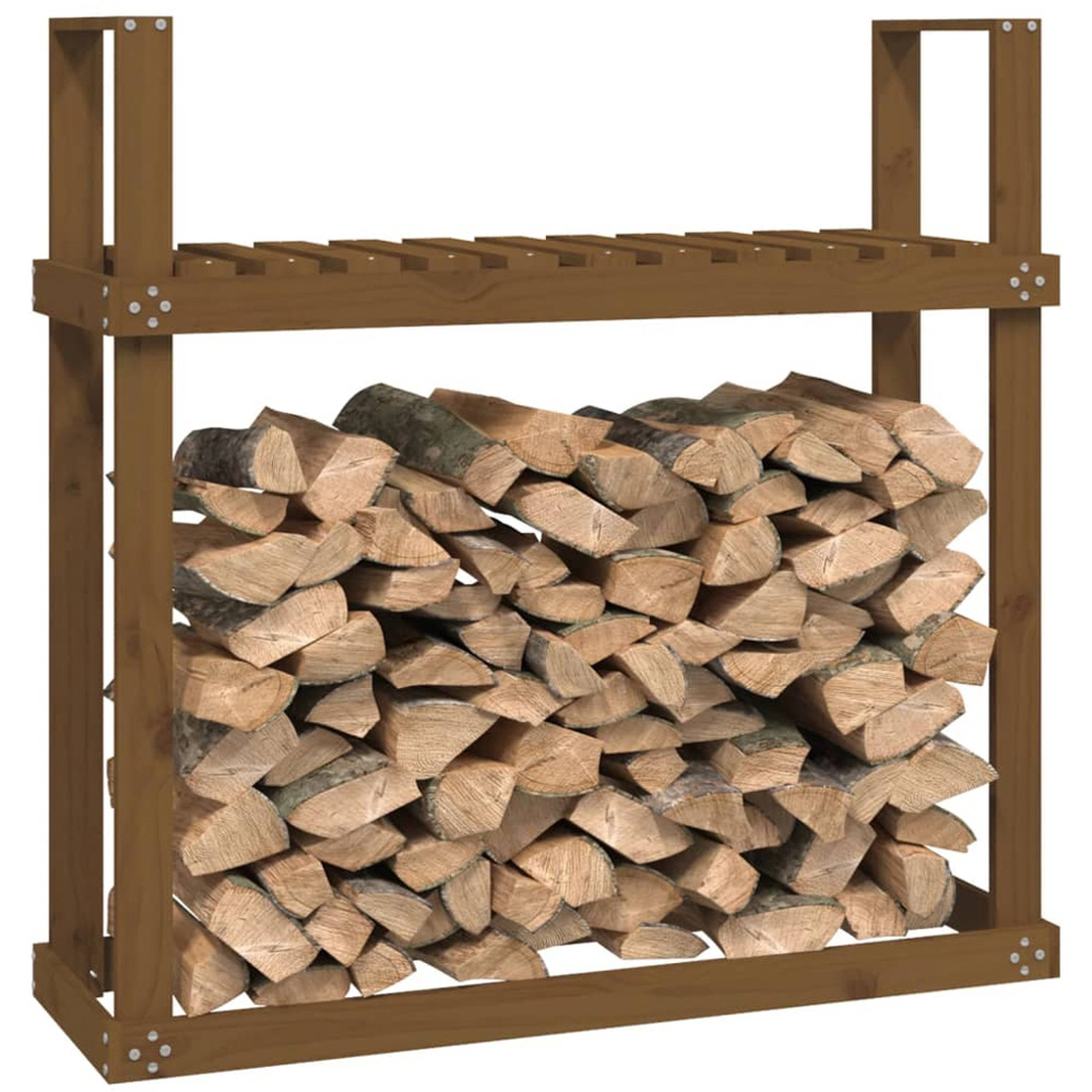vidaXL Honey Brown Solid Pine Wood Firewood Rack 110 x 35 x 108.5cm Image 3