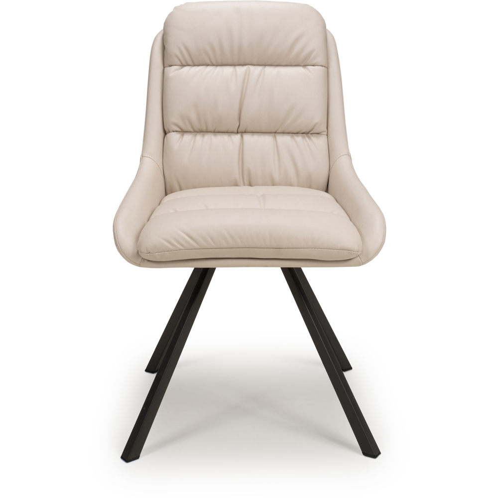 Arnhem Set of 2 Cream Swivel Leather Effect Dining Chair Image 6