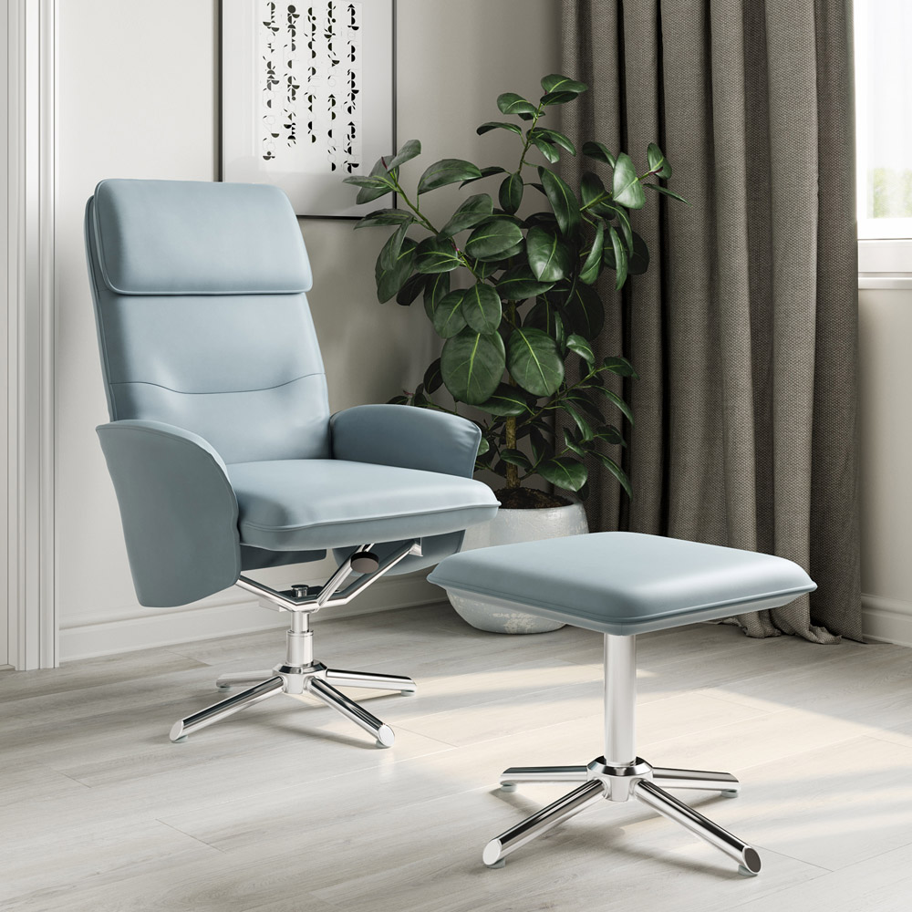 Dorel Belding Grey Faux Leather Recliner Chair with Footstool Image 6