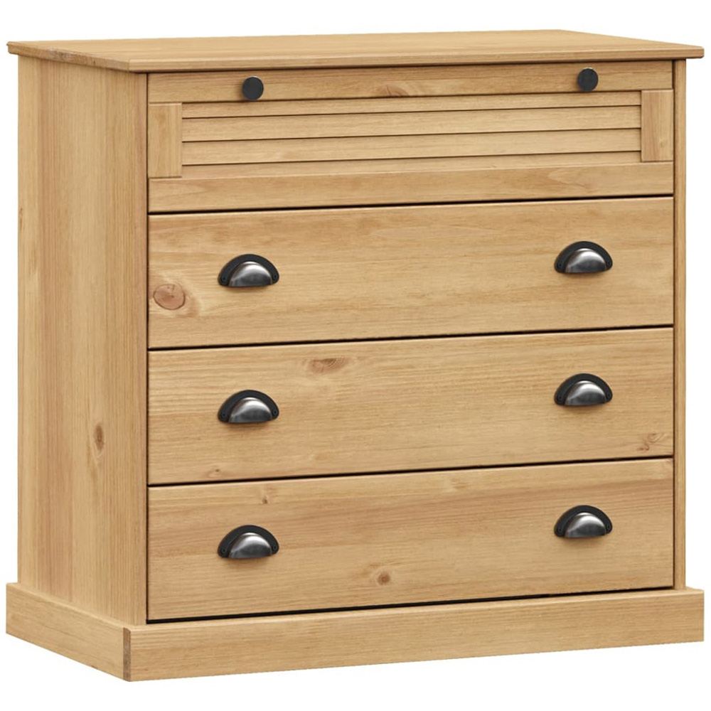 vidaXL Vigo 2 Glass Door 4 Drawer Single Shelf Solid Pine Wood Highboard Image 9