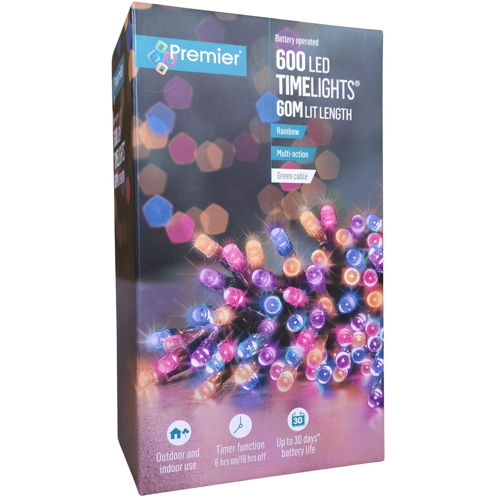 Premier TimeLights 600 Rainbow LED Multi-Function Christmas String Light 60m Image 2