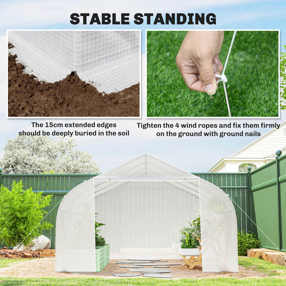 Outsunny White 10 x 14.6ft Walk In Polytunnel Greenhouse Image 5