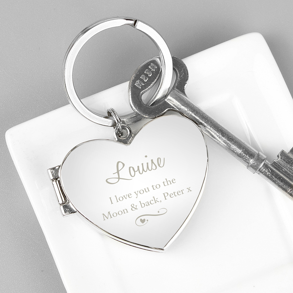 Personalised Memento Personalised Swirl Heart Photo FrameKeyring Image 2