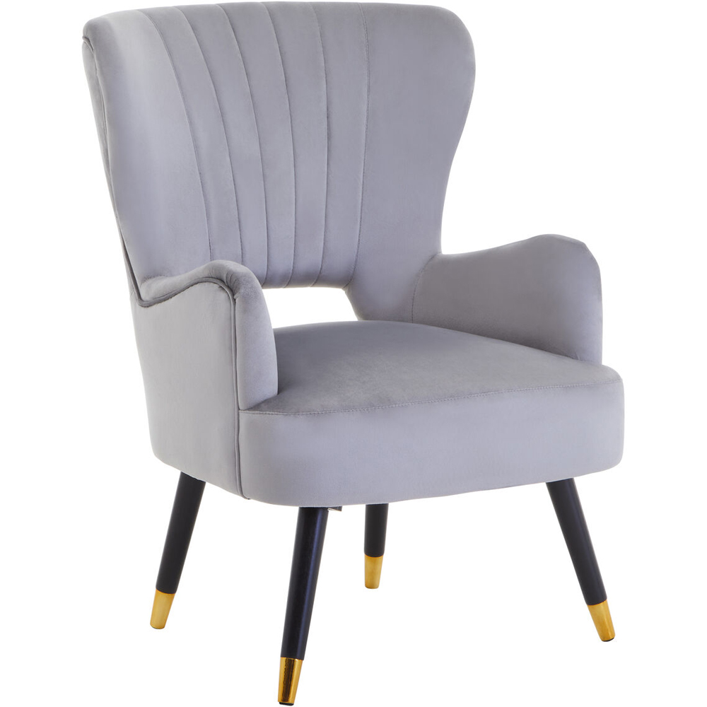 Premier Housewares Loretta Grey Velvet Cut Out Back Chair Image 2