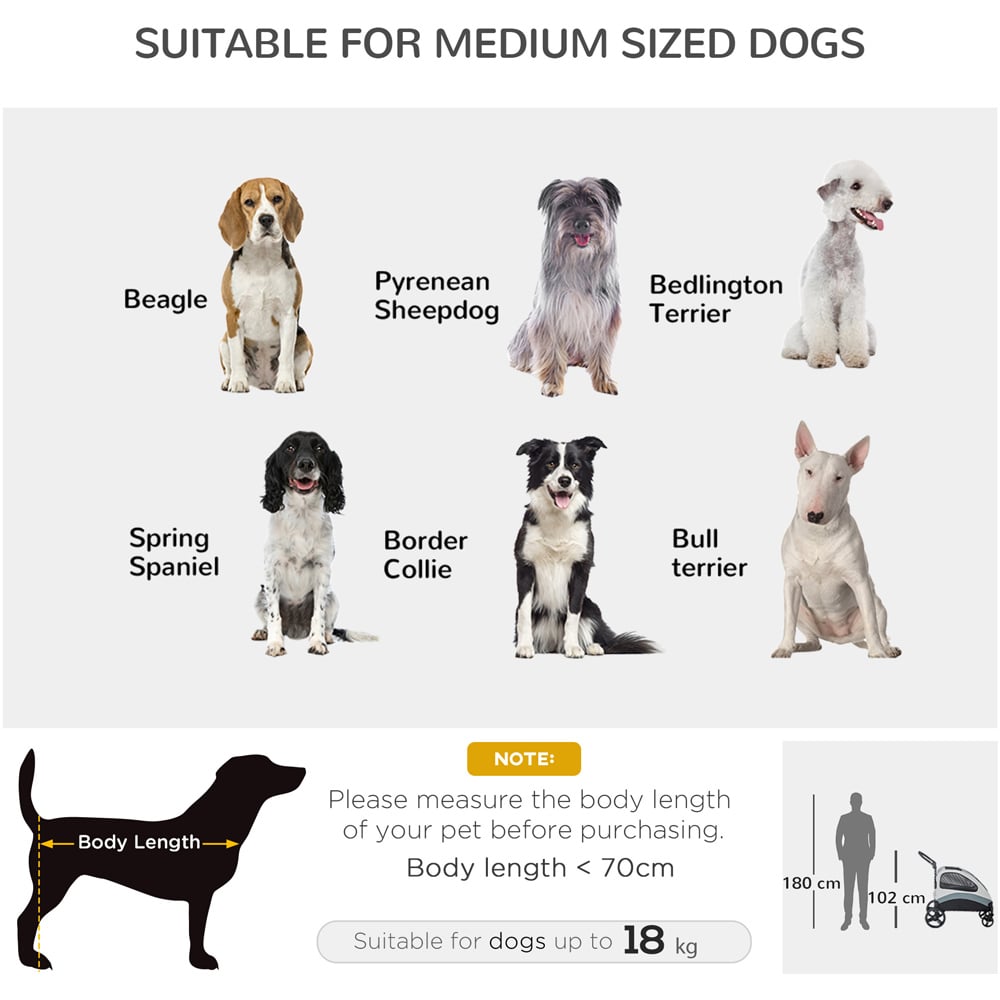 PawHut Grey Pet Buggy Stroller Image 7