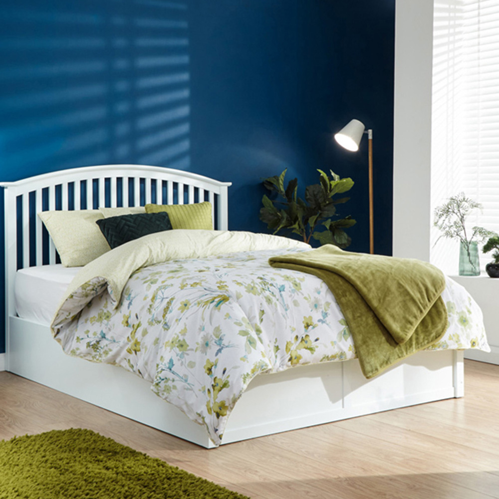 GFW Madrid Double White Wooden Ottoman Bed Image 1