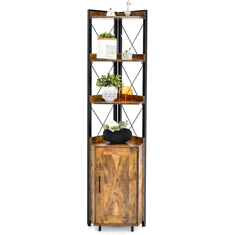 Costway 6 Tier Rustic Brown Bookcase Image 2