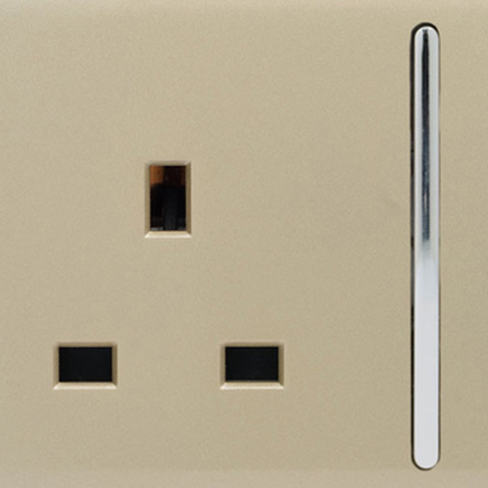Trendi Switch 2 Gang 13amp Champagne Gold Long Switched Plug Socket Image 2