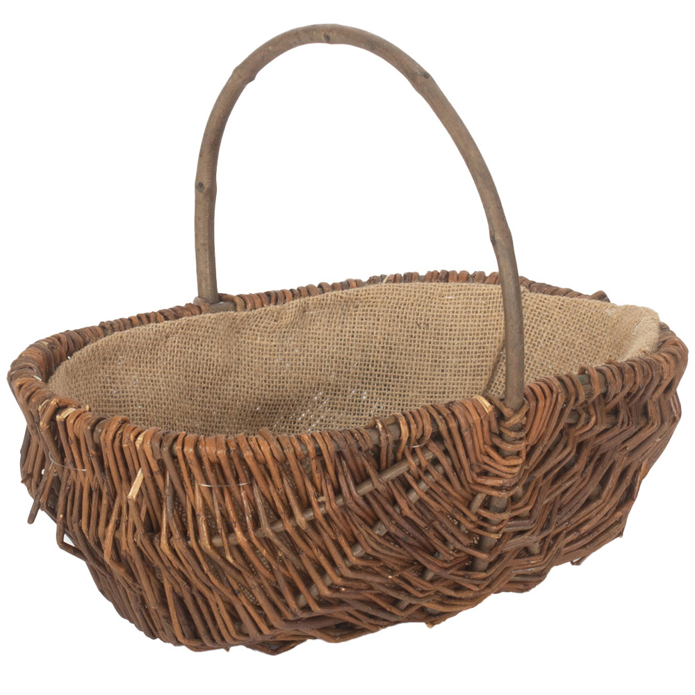 Red Hamper Small Oval Unpeeled Willow Garden Trug Image 1