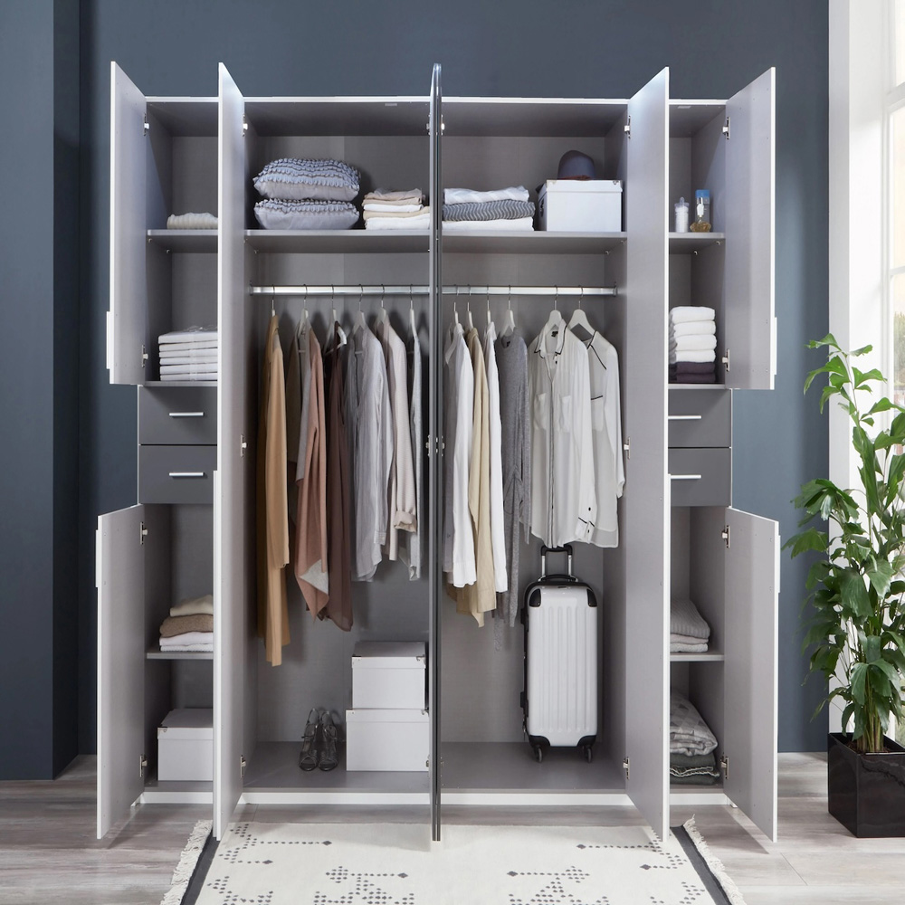 TJ'S Vegas 6 Door 4 Drawer Sahara Grey Mirrored Wardrobe Image 3
