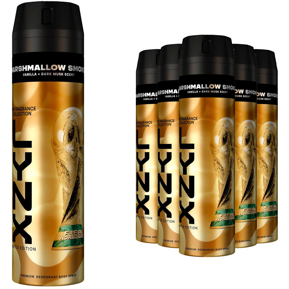 Lynx FIFA Limited Edition Fine Marshmallow Smoke Deodorant Body Spray 200ml 6 Pack Image 1