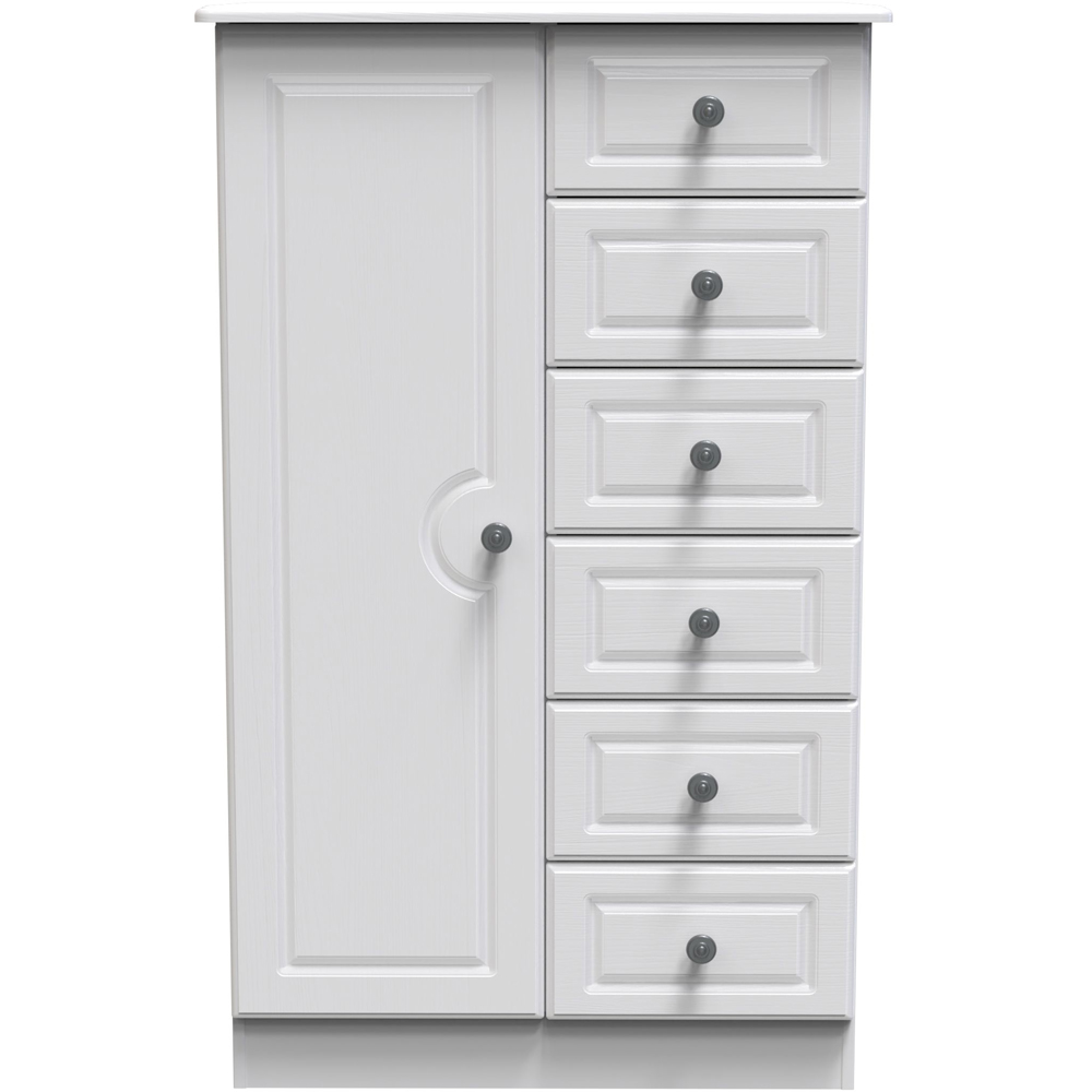 Crowndale Pembroke Single Door 6 Drawer Matt White Kids Wardrobe Ready Assembled Image 2