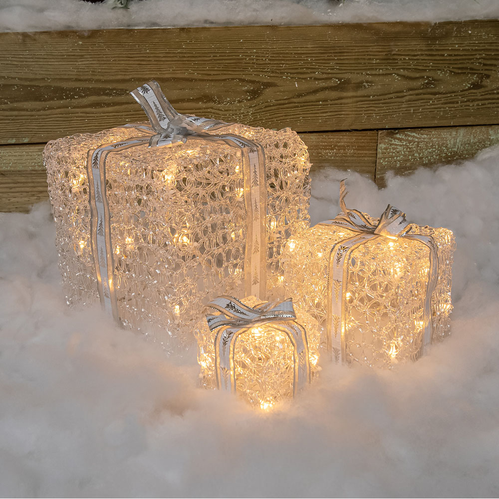 The Christmas Centre 59 LED Soft Acrylic Light-Up Parcel 3 Piece Image 2