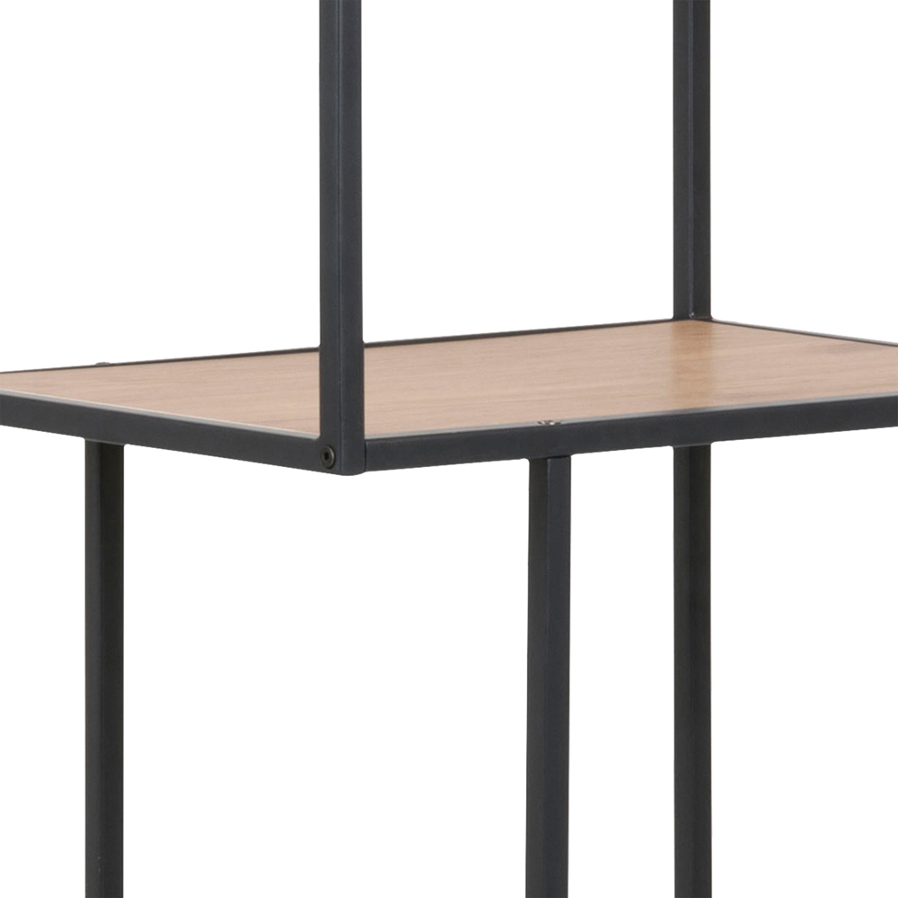 Florence Seaford 5 Shelf Oak and Black Metal Bookcase Image 5