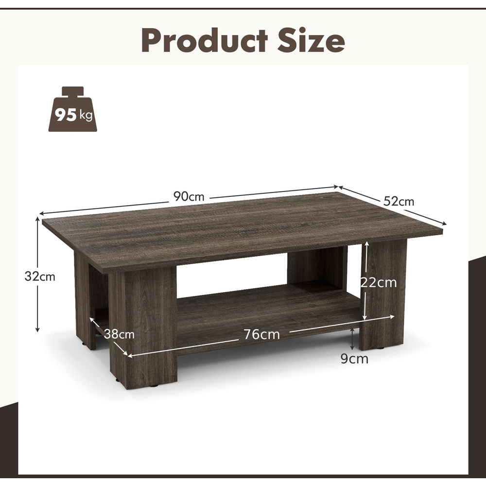 Costway Single Shelf Grey Coffee Table Image 9