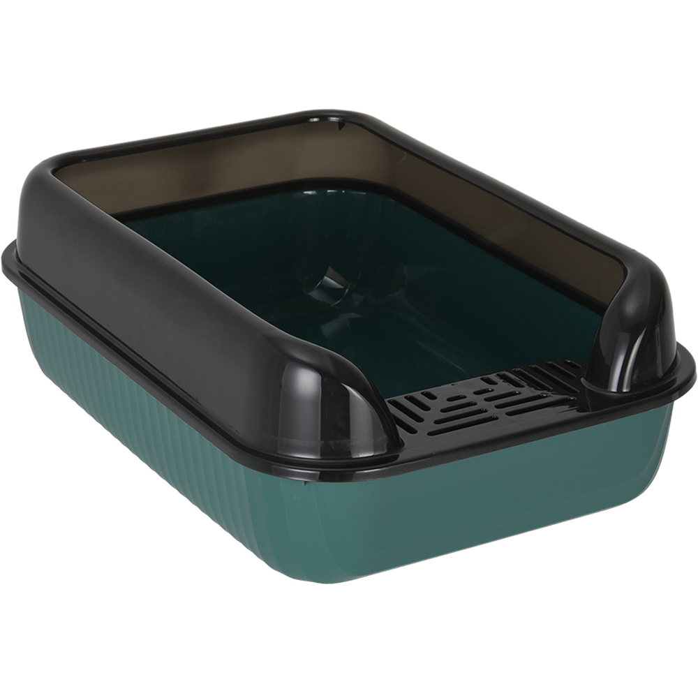 H&O Direct Large Open Plastic Anti Splash Green Cat Litter Box Image 1