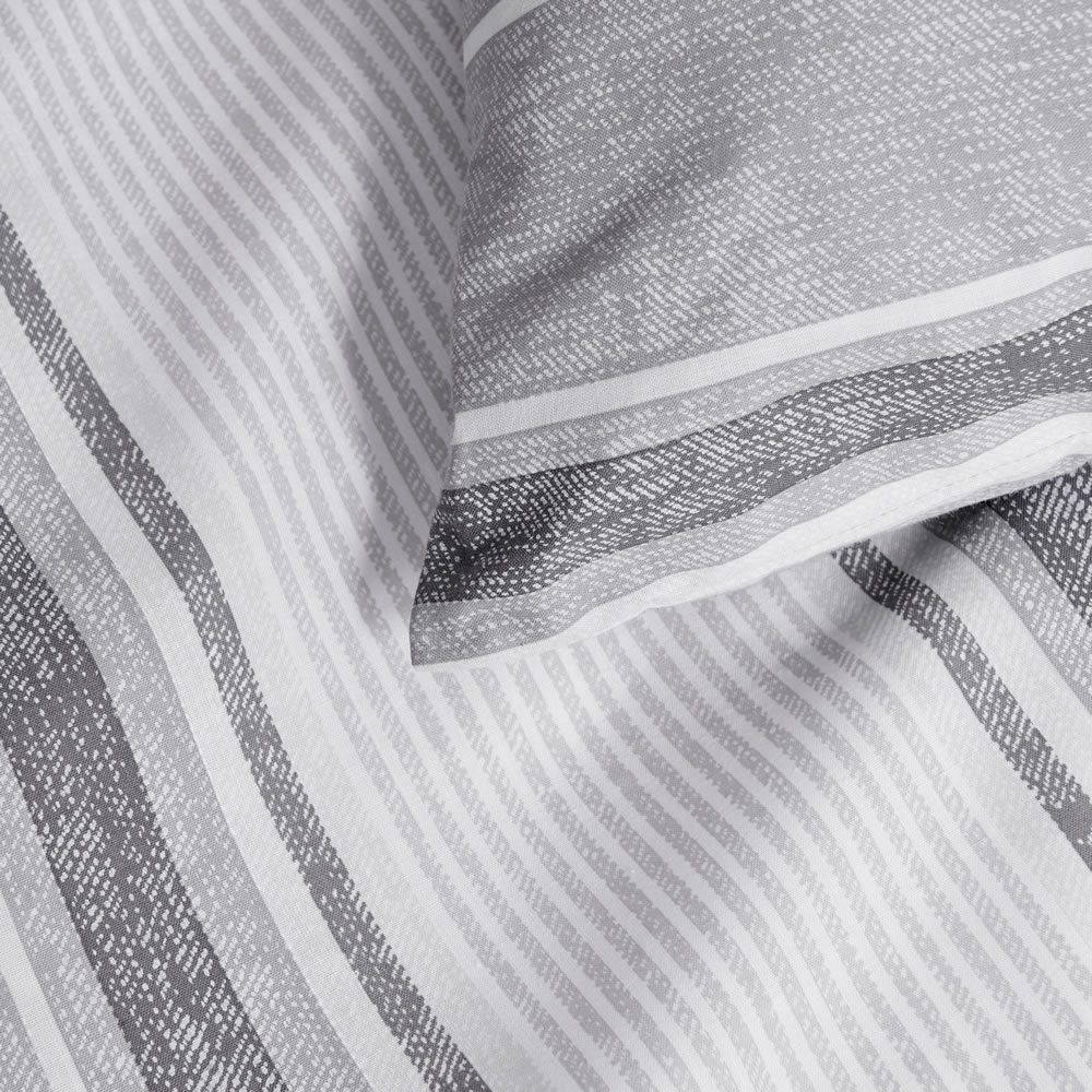 Wilko Stripe Grey Easy Care Double Duvet Set Image 2