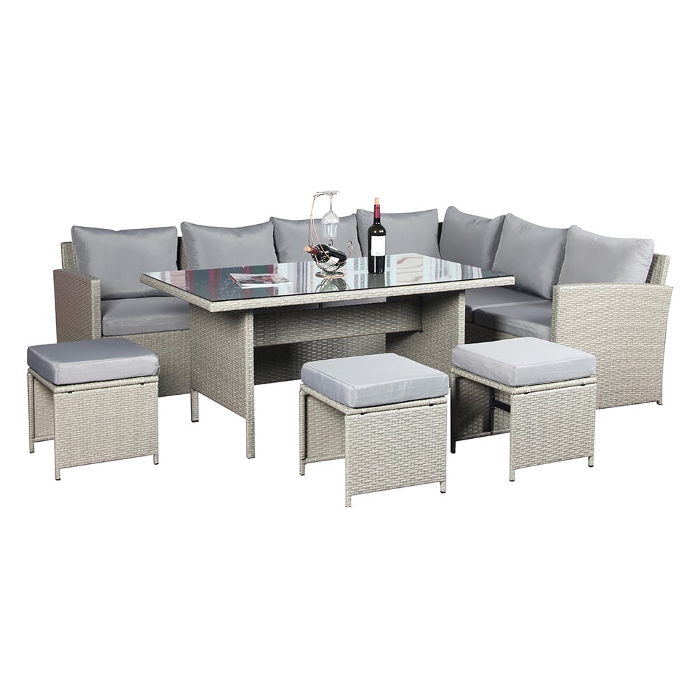 Outdoor Living Knutsford Rattan 9 Seater Garden Dining Set Grey Image 3