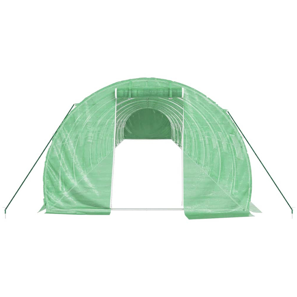 vidaXL Green Polyethylene Galvanised Steel Frame 52.4 x 9.8ft Greenhouse Image 3