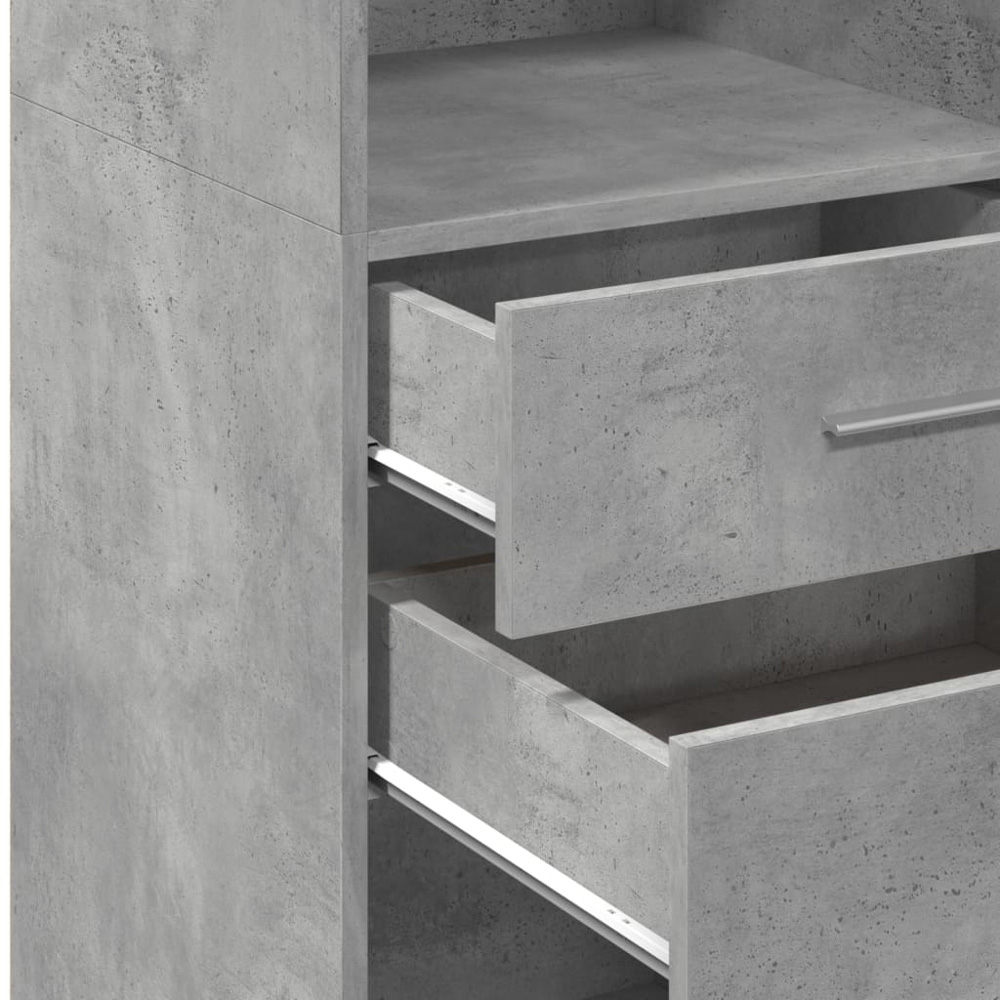 vidaXL 2 Drawer 3 Shelf Concrete Grey Highboard Image 8