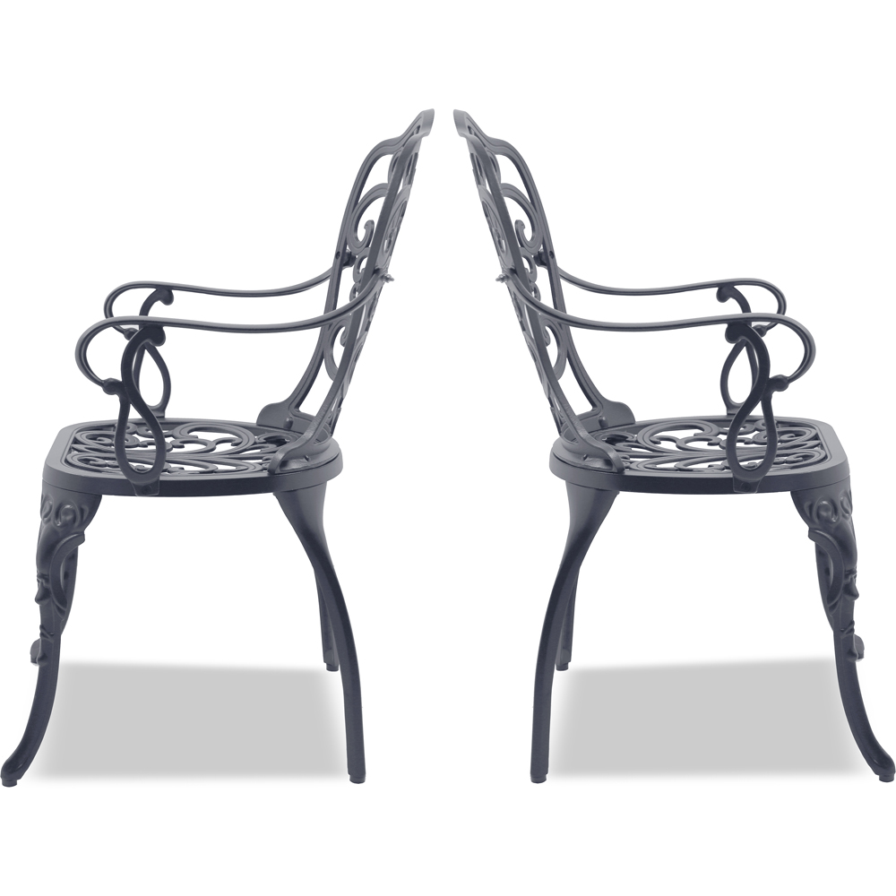 Centurion Bangui Set of 2 Grey Garden Bistro Chairs with Armrests Image 4