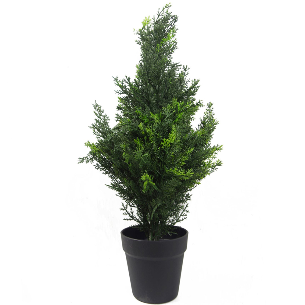 Leaf Artificial Cedar Cypress Topiary Plant Pot 60cm Image 1