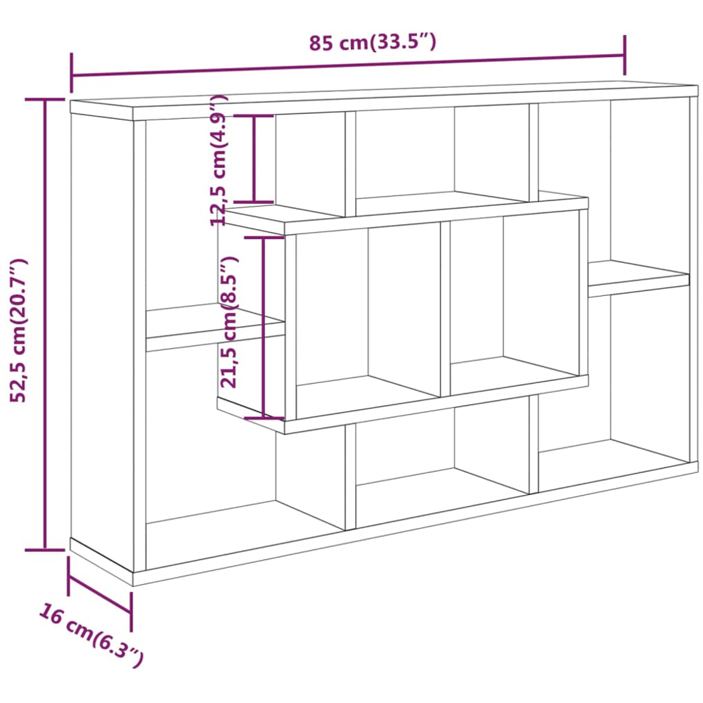 vidaXL 8 Compartment Concrete Grey Wall Shelf Image 7
