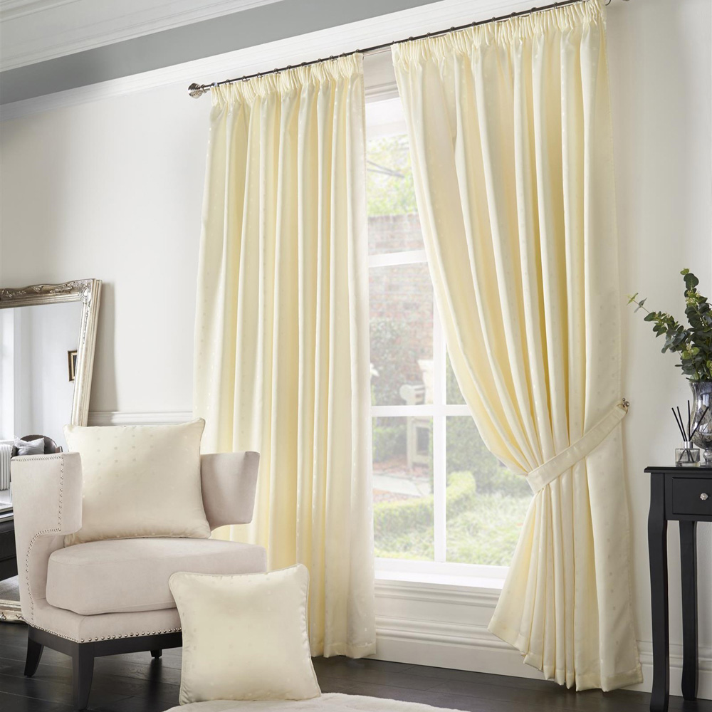 Alan Symonds Madison Cream Taped Top Curtains 117 x 137cm Image 1