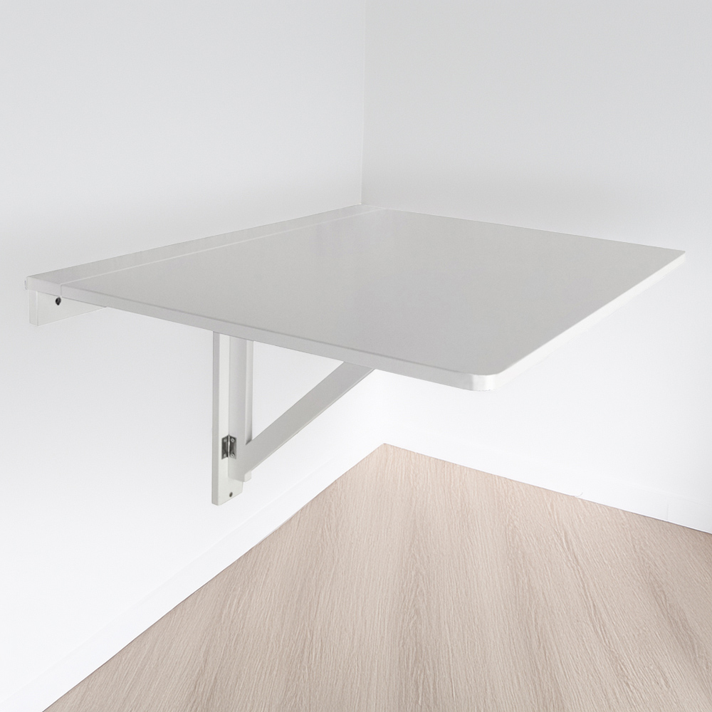 Watsons Hideaway White Wooden Wall Mounted Drop Leaf Folding Table Image 1