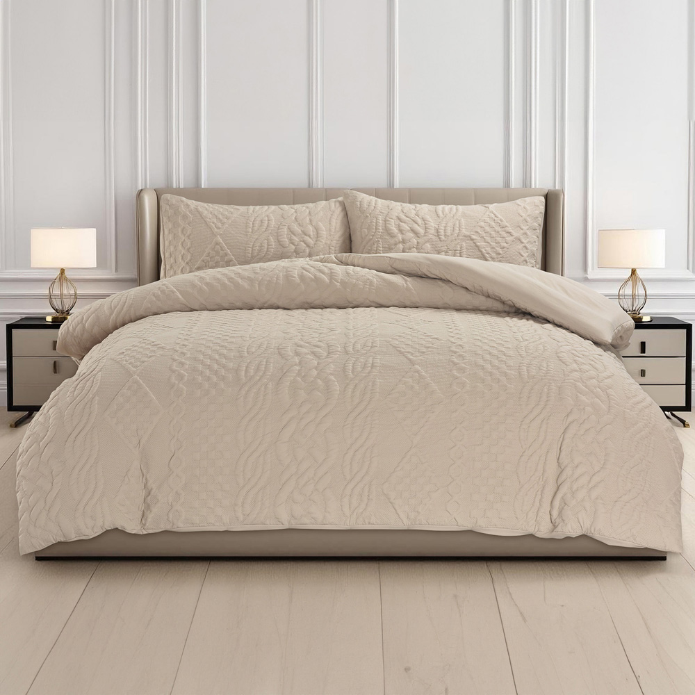 Velosso Single Beige Quilted Knit Duvet Set Image 1