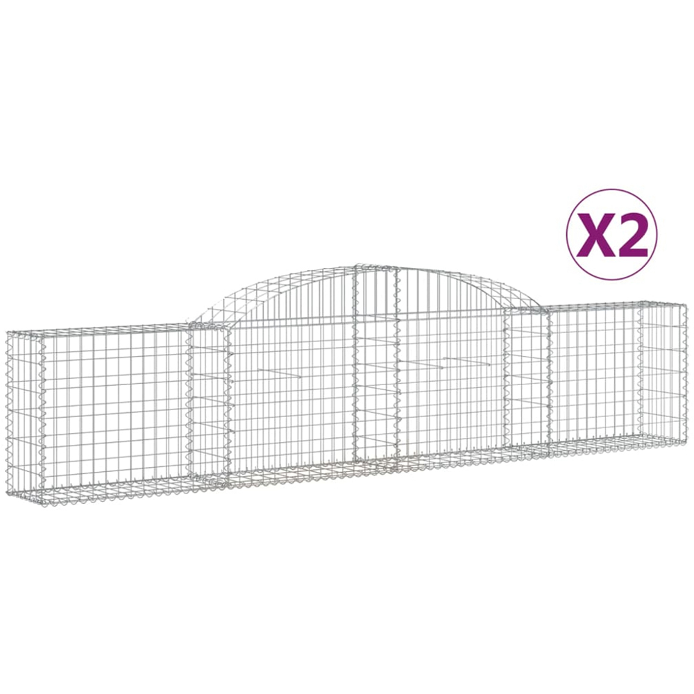 vidaXL Silver Galvanised Iron Arched Gabion Basket 300 x 30 x 60/80cm 2 Pack Image 4