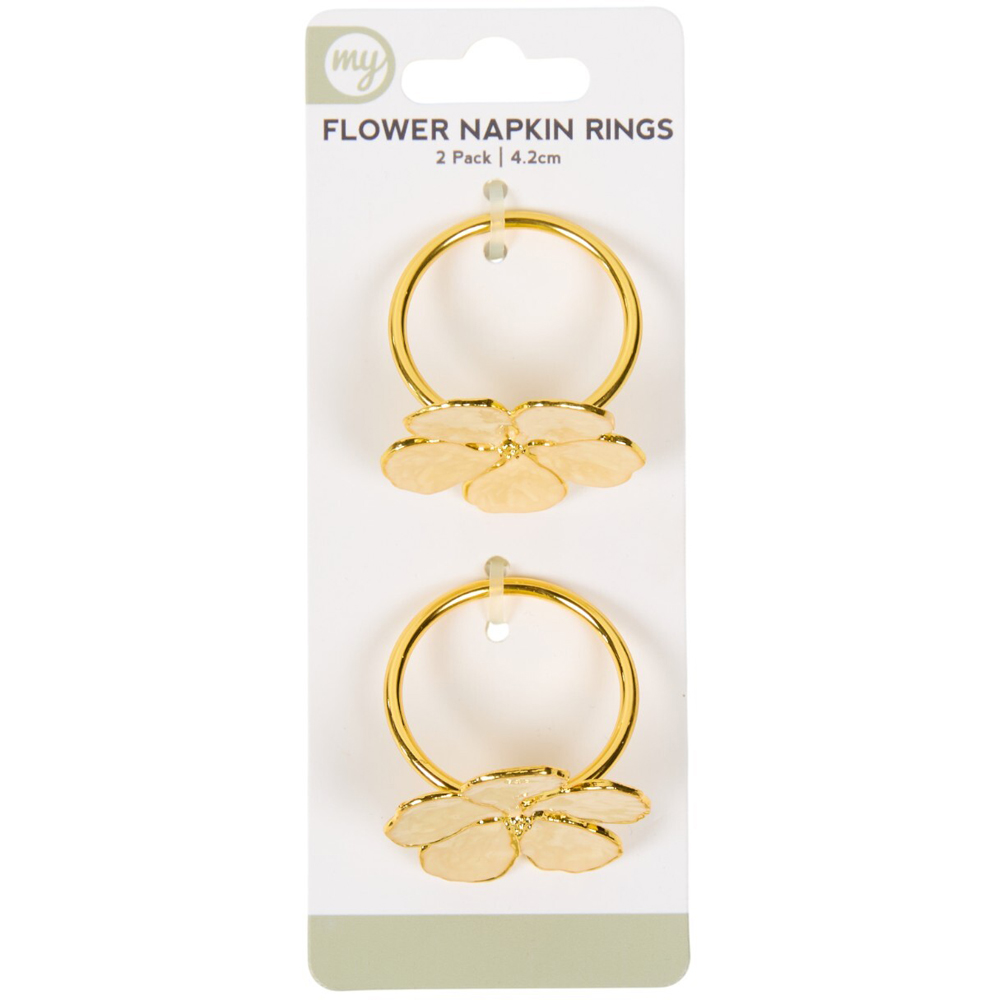 Pack of 2 Flower Napkin Rings Neutral Image 1